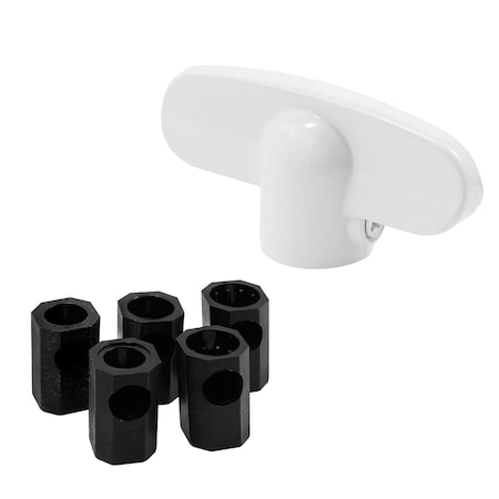 Operator Tee Handle, 1-1/8 In. X 2-3/8 In., Diecast, White, Universal